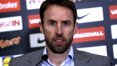 England manager Gareth Southgate speaks during the squad announcement at St George's Park, Burton, England, on March 16, 2017. Simon Cooper / AP