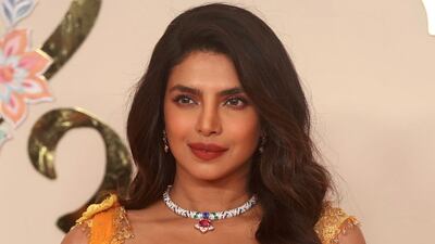 Priyanka Chopra wears Bulgari jewellery for Anant Ambani and Radhika Merchant's wedding. EPA