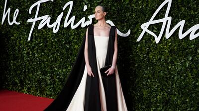 Erin O'Connor arrives at the 2019 British Fashion Awards in London on December 2, 2019. EPA