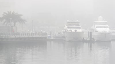 Heavy fog in Dubai Marina. Antonie Robertson / The National.