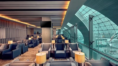 Plaza Premium Lounge Dubai interiors are inspired by desert and ocean landscapes. Courtesy Plaza Premium Group