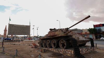 A damaged tank in the city of Bani Walid, Libya. AFP