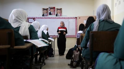 Pupils attend a class at one of Jordan's public schools after the teacher's strike came to an end on Sunday. Reuters