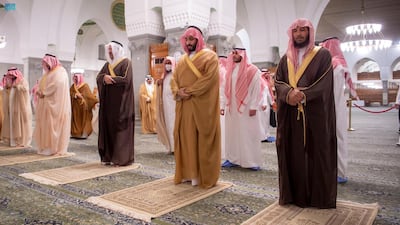Mohammed bin Salman, Crown Prince of Saudi Arabia, prepares for prayer.