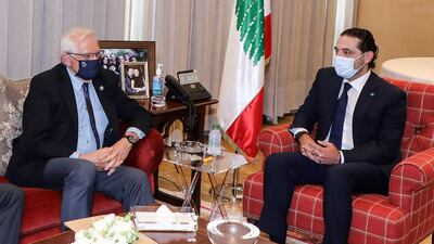Lebanese Prime Minister-designate Saad Hariri meets EU High Representative for Foreign Affairs and Security Policy Josep Borrell in Beirut. AFP