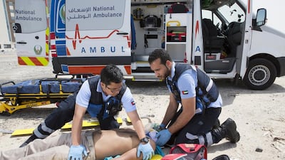 Since the launch of a new fleet of ambulances serving the Northern Emirates there have been more than 8,000 call-outs and 3,000 victims of road traffic accidents helped. And the dispatch team has helped rescue eight abandoned babies and assisted in the delivery of one. Courtesy National Ambulance