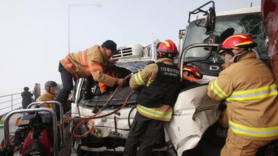 Another driver was quoted as saying the thick fog had prevented him from seeing the danger ahead. Suh Myung-gon / Yonhap / AP Photo
