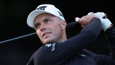 Eric Cole of the United States tees off at the sixth during round one of the 2023 PGA Championship at the Oak Hill Country Club in Rochester, New York. EPA