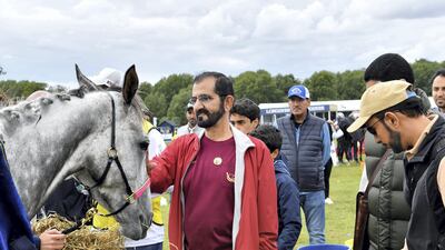 Sheikh Mohammed bin Rashid attends the Sheikh Mohammed bin Rashid Al Maktoum Endurance Cup Festival UK Endurance Masters on Saturday. Wam