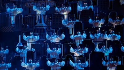 The choir donned robot masks. Reuters