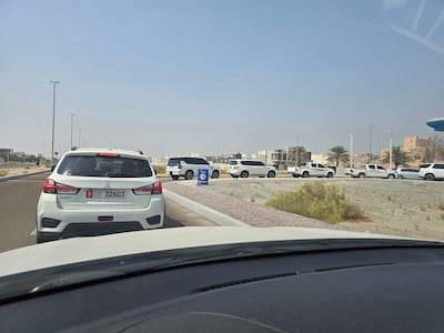 Queues for petrol in Shakhbout, Abu Dhabi. The National