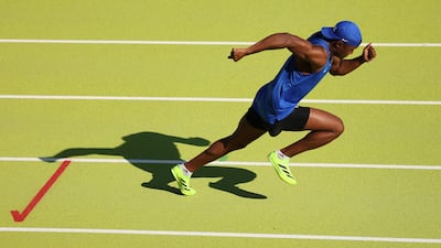 Tade Ojora of Britain trains before day one of the European Athletics Team Championships 1st Division, in Madrid, Spain. Getty Images