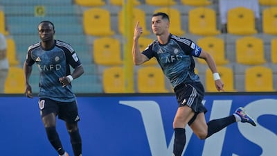 Al Nassr's Cristiano Ronaldo celebrates scoring the first goal against Al Wasl in their AFC Champions League Two quarter-final at the Zabeel Stadium in Dubai. Reuters
