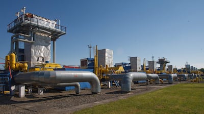 Pipelines at the Bilche-Volytsko-Uherske underground gas storage facility in the Lviv region of western Ukraine. AFP