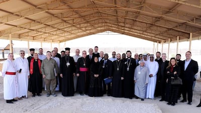 Sheikha Lubna Al Qasimi, Minister for Tolerance, joins the bishops visiting the monastery on Sir Bani Yas. Wam