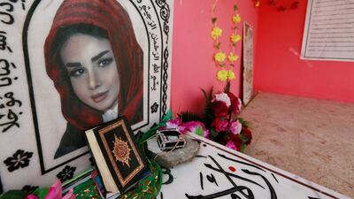 The Instagram star and beauty expert Rafif al-Yasiri's grave is seen in the cemetery of Najaf, Iraq. Reuters