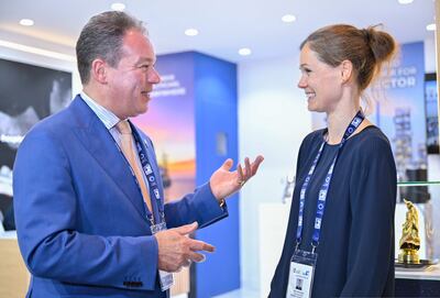 Steven Wines, CEO of Prometheus Medical International, with Nina Hjertvikrem, of the University of Stavanger. Handout