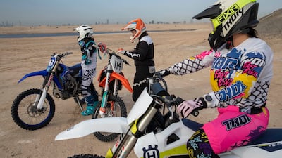 From left, Martina Mozzicato, Elisha Dessurne and Michelle Christie get ready to set off