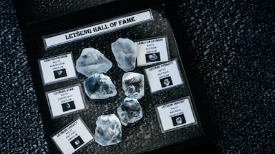 Examples of high carat diamonds found in the open pits at the Letseng diamond mine. Waldo Swiegers / Bloomberg