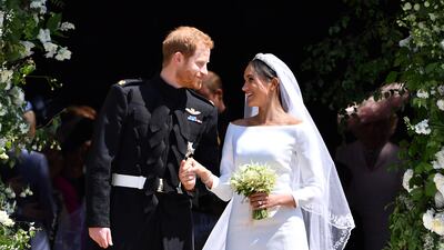Prince Harry and Meghan leave St George's Chapel, Windsor Castle, on their wedding day in May 2018. Getty Images