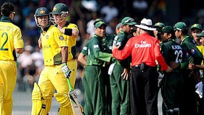 The Australian captain Ricky Ponting walks off after been dismissed.