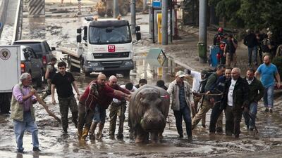 The mayor’s office said dozens of families had been left without shelter and thousands without water and electricity in the city. Tinatin Kiguradze/AP Photo