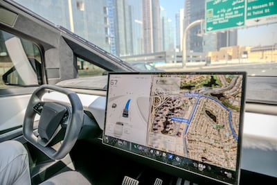 The National takes the self-driving Cybertruck for a spin around Dubai. Photo: Ahmed Ramzan / The National