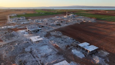 The scale of destruction of Al Salloumieh is evident in drone photos. Outcroppings of newly-built structures are visible amid the devastation. Ahmad Fallaha/The National