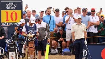 Rory McIlroy on the 10th hole during the final round of the 150th Open Championship. EPA