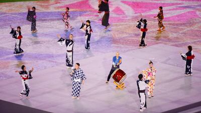 Performers during the closing ceremony on Sunday.