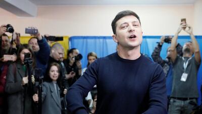Ukrainian comic actor and presidential candidate Volodymyr Zelenskiy casts his ballot at a polling station during a presidential election in Kiev. Reuters