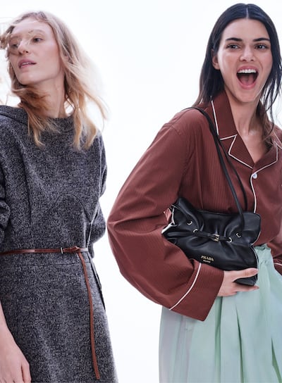 Kendall Jenner, right, in Prada's autumn/winter 2025 campaign. Photo: Prada