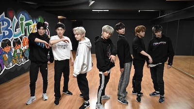 Blitzers performing during their dance practise session at a rehearsal studio in Seoul. AFP