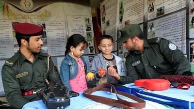 Ministry of Interior officers tell children about their duties at Al Majaz park in Sharjah.