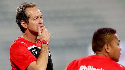 Thomas Dooley, head coach of the Philippines national football team, shown during a friendly against Azerbaijan in Dubai on March 5, 2014. Satish Kumar / The National