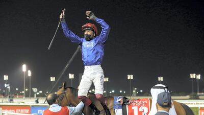 Final Son ridden by Frankie Dettori, won the Nad Al Sheba Turf Sprint on Super Saturday. Chris Whiteoak / The National