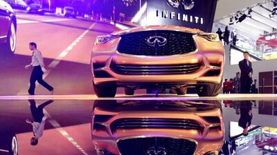 An Infiniti Q30 concept car is displayed during Auto China 2014 in Beijing, on April 20. Jason Lee / Reuters