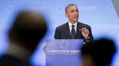 President Barack Obama speaks at the Countering Violent Extremism Summit on Thursday, Feb. 19, 2015, at the State Department in Washington. Pablo Martinez Monsivais / AP