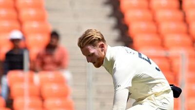 Ben Stokes bowled his heart out in testing conditions. AFP