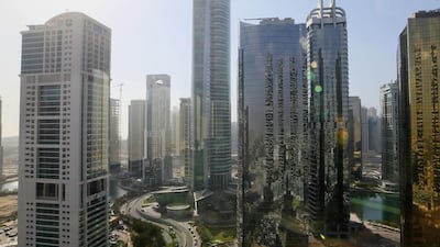 Towers in the JLT area of Dubai. Property prices have been falling during 2015. Sarah Dea / The National