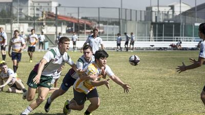 Gems World Academy (GWA) secured a place in the U19 competition at the Dubai Rugby Sevens for the first time this term. Antonie Robertson / The National