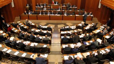 Lebanese members of parliament attend a general discussion on October 17, 2017. Mohamed Azakir / Reuters