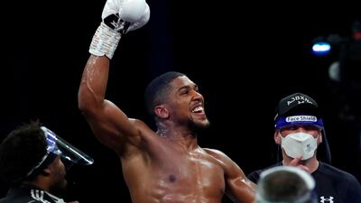 nthony Joshua celebrates winning his fight. Reuters