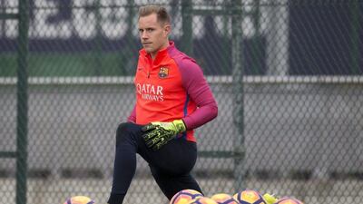 FC Barcelona keeper Marc-Andre ter Stegen in training. Quique Garcia / EPA