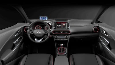 The interior features Tony Stark’s signature on the instrument panel, as well as those famous lit-up eyes on the dash. Hyundai