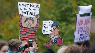 Demonstrators at Kelvingrove Park in Glasgow. PA