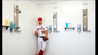 Joe Blanton of the Los Angeles Angels in Tempe, Arizona. Jamie Squire / Getty Images / AFP