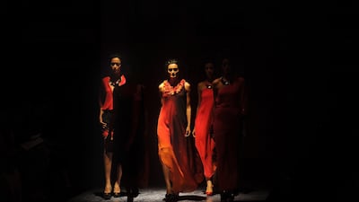 August 18, 2011: Models showcase creations by Indian designer Nachiket Barve on the second day of Lakme Fashion Week (LFW) Winter/Festive 2011 in Mumbai. AFP PHOTO/Punit PARANJPE