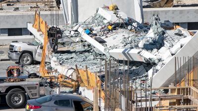 View of the collapsed pedestrian bridge. Cristobal Herrera / EPA