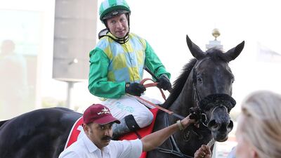 Tadhg O’Shea has won a record eight jockey's titles in the UAE and is in action again at Meydan on Thursday. Pawan Singh / The National